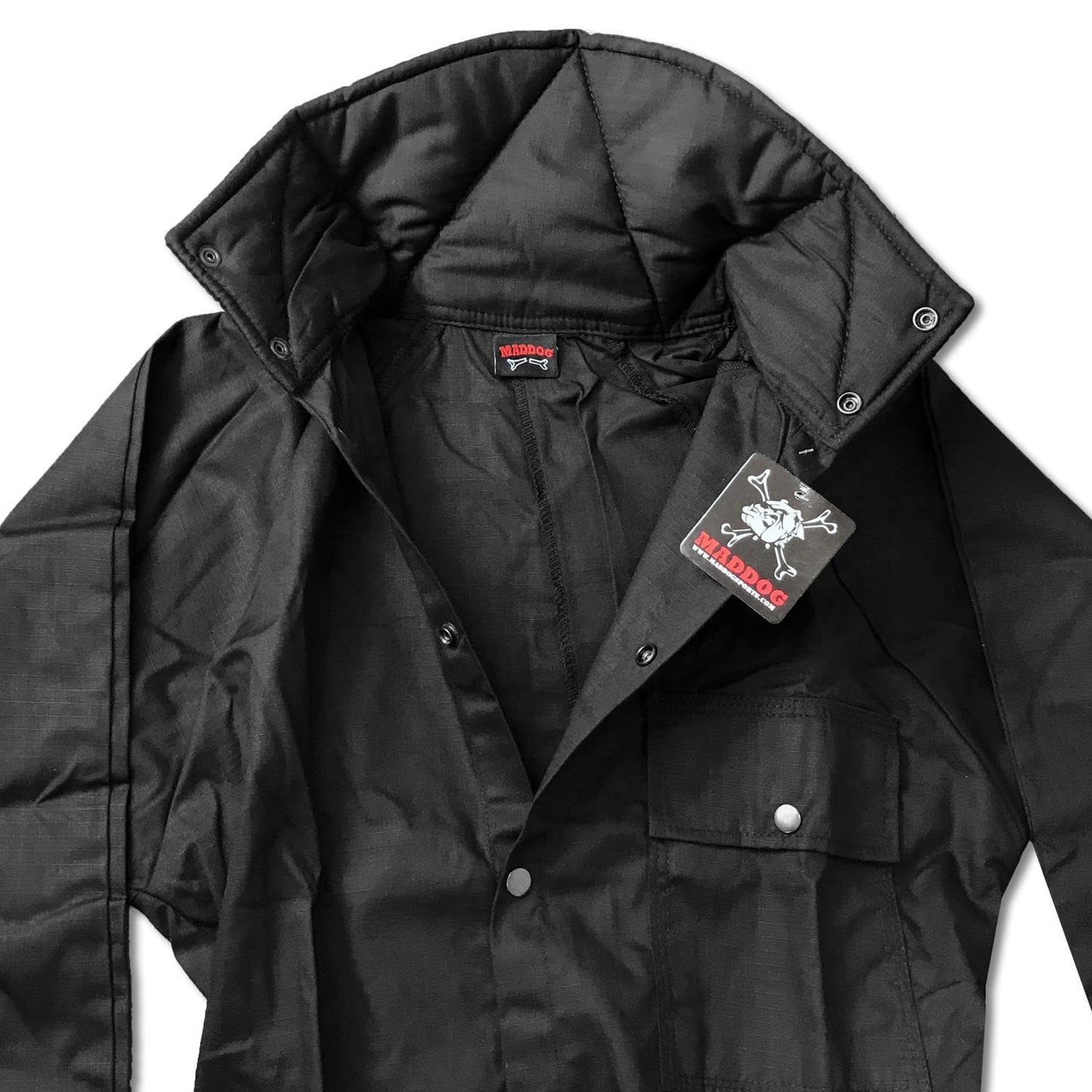 Maddog Durable Ripstop Step-In Coveralls | Full Body Paintball, Airsoft, Mechanic, Outdoor Work Protective Wear Jumpsuit - Tactical Black - Large