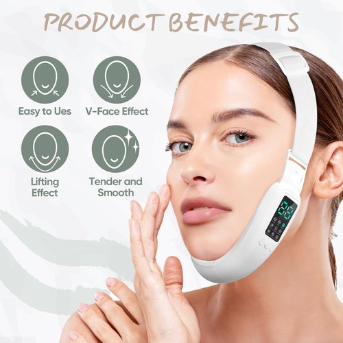 Cteart V-Face Electric Double Chin Device with 8 Modes & 15 Gear Adjustable Intensities - Intelligent V-Face Machine for Contouring Double Chin - H092