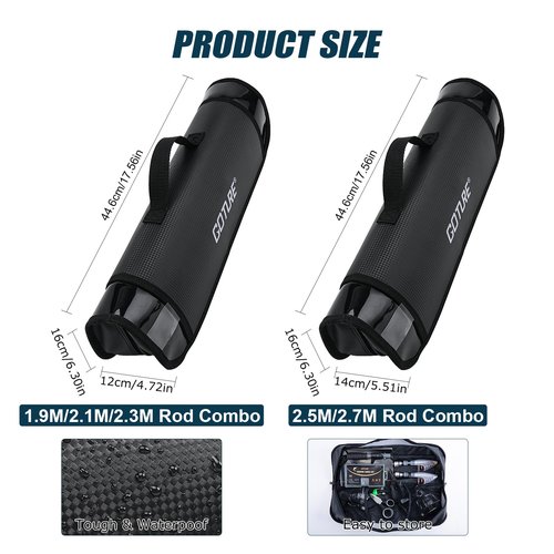 Goture Fishing Rod and Reel Combos-2PCS Telescopic Fishing Pole+2PCS Pre-Loaded Spinning Reels with Carrier Bag, Telescopic Rod Reel Lures Kit for Starter Travel Saltwater Freshwater