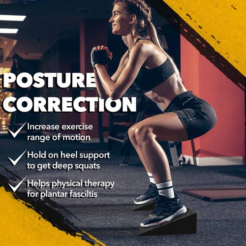 AHA Lifestyles Squat Wedge Blocks - 2 Pack with Bag - Non Slip Professional Squat Ramp for Heel Elevated Squats, Stretching, Calf Raise Platform, Slant Board Trainer for Fitness - Pushup, Weightlifting, Yoga - For Men and Women (Black)