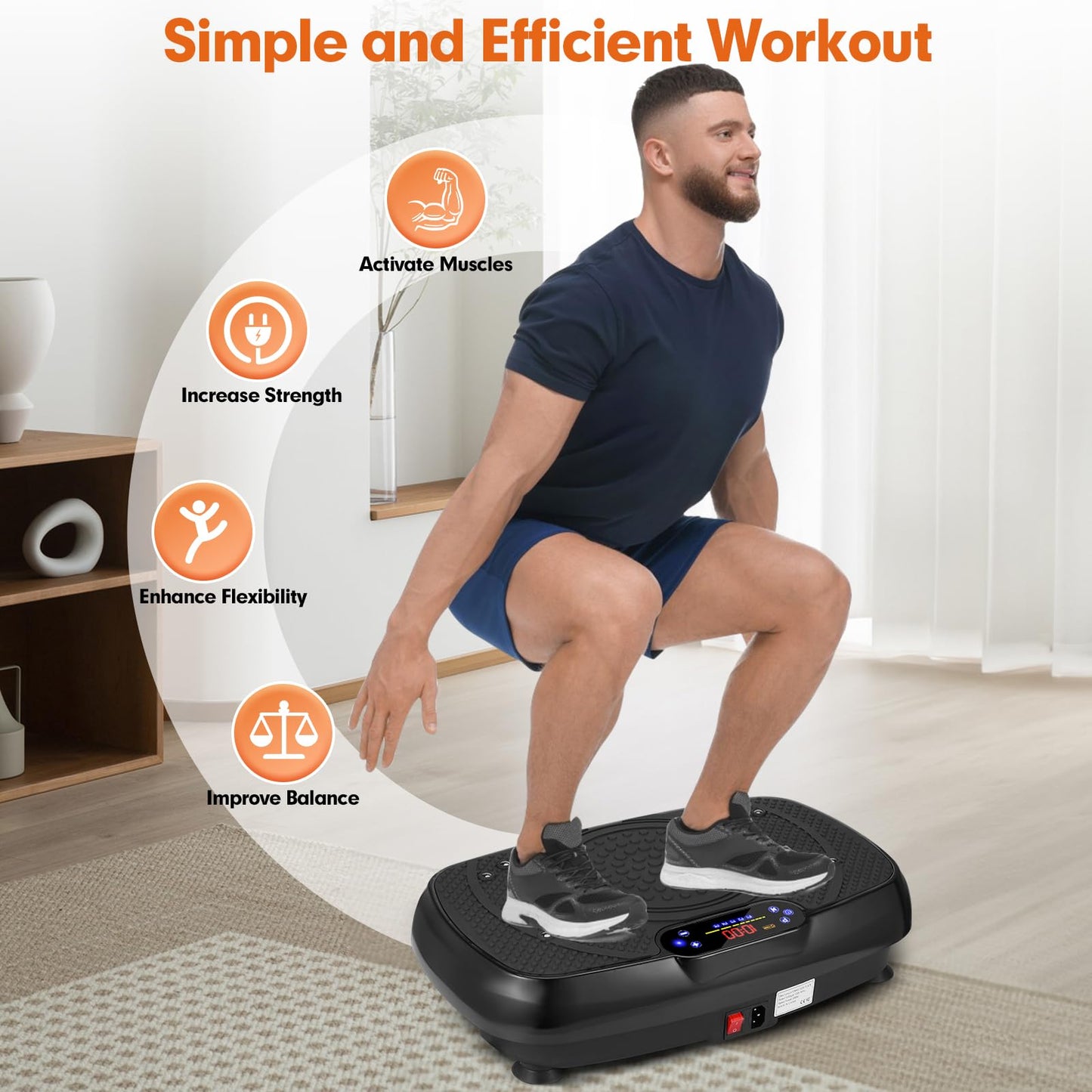 Vibration Plate Exercise Machine, Full Body Exercise Equipment, 199 Adjustable Speeds Power Vibration Board Used for Home Fitness, Shaping, Training, Recovery, and Weight Loss