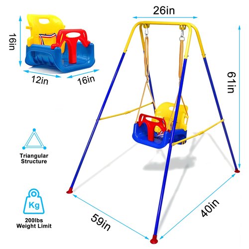 TALECO Gear Toddler Swing, 3-in-1 Swing Sets for Backyard, Baby Swing Outdoor/Indoor, Toddler Swing Set Suitable for Children 6 Months and Older