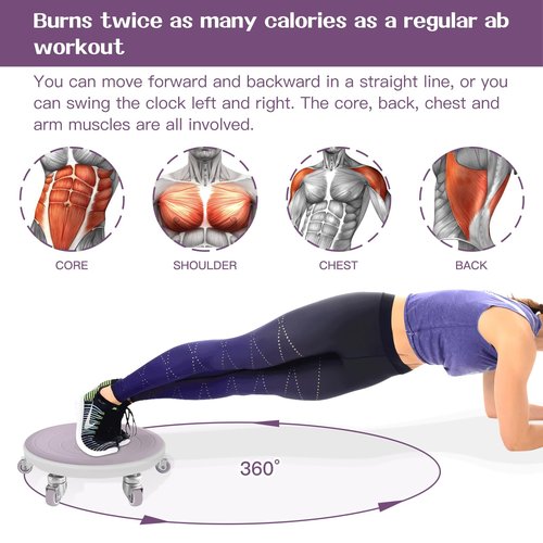 Tasidingster 6 Caster Ab Roller, Ab Exercise Equipment with Knee Pads, Ab Roller Wheel for Core Exercise, Abdominal Strength Training for Home Gym, 360° Silent Ab Workout Equipment (Purple)