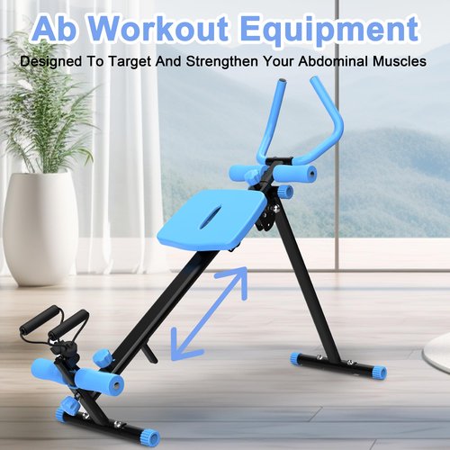 4-in-1 Exercise Equipment Rowing Machine Leg Press Machine Ab Glider Machine Roman Chair Fitness Equipment for Ab Workout Core Strength Training(Blue)