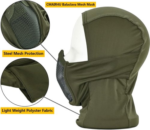 CMAIR4U 4 Pack Tactical Helmet Set - Paintball & Airsoft Helmet with Mask & Anti-Fog Goggles (OD)