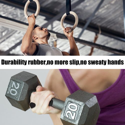 XQC Weight Lifting Grips with Wrist Support & Anti-Slip - Fingerless Rubber Gym Gloves for Men Women, Pull-Ups, Dumbbell, Barbell Training (4Pcs, Black)