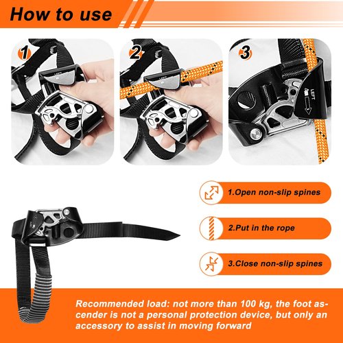 Foot Ascender Riser, The Foot Ascender for Mountaineering, Rock Climbing, Tree Climbing, Indoor and Outdoor Rock Climbing, Sturdy and Durable, Left Foot Ascender
