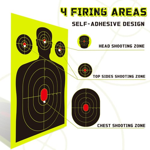 Targets for Shooting Range, 12" x 18", Self-Adhesive Paper Targets for Shooting with Timely Feedback for Gun Rifle Pistol Indoor Outdoor