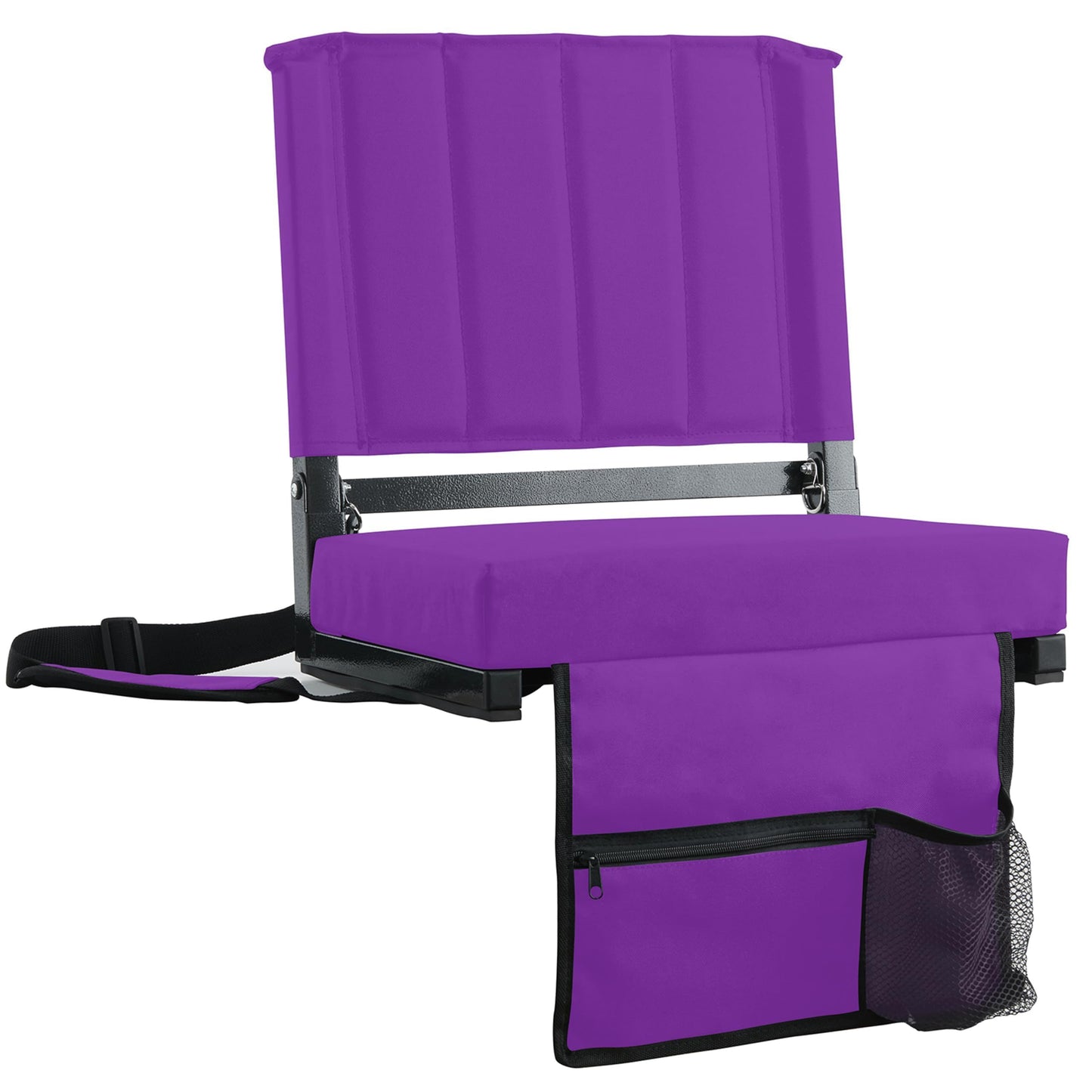 SPORT BEATS Stadium Seats with Back Support Bleacher Chairs with Back and Cushion Thick Padded Bleacher Seats Includes Shoulder Strap Dark Purple 2pcs Standard