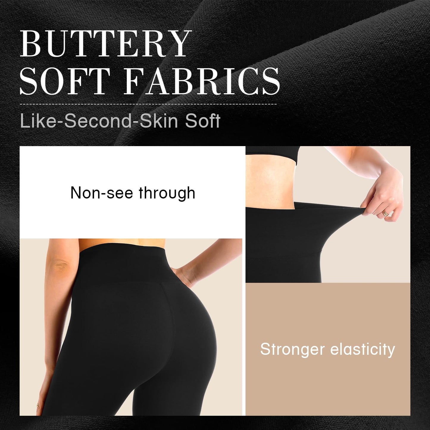 Leafigure High Waisted Leggings for Women- Soft No See-Through Yoga Pants for Gym Workout Running Navy L-XL