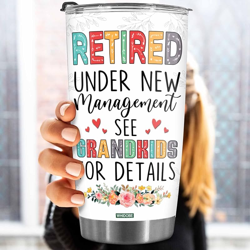 WHIDOBE Retirement Tumbler - Gift for Retired Women, Grandma, Mom - 20 oz Stainless Steel