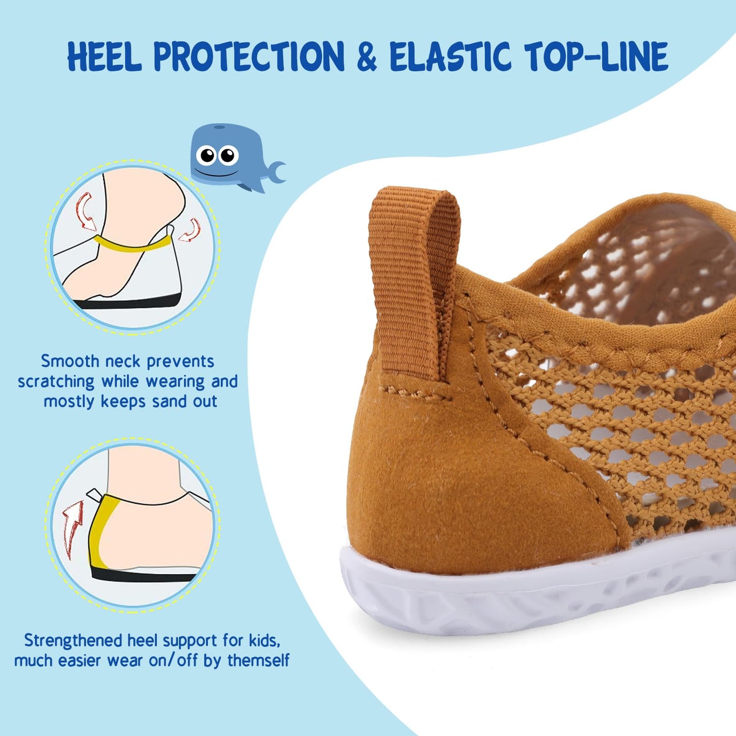 LeIsfIt Boys Girls Water Shoes Kids Aqua Socks Toddler Quick-Dry Swimming Shoes Non-Slip Summer Shoe for Beach Pool Surf, Brown, 11 Toddler