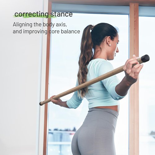 Slim Panda 5ft Yoga Stick, Exercise Stick for Stretching, Stretching Stick for Mobility, Flexibility, Physical Therapy, Balance Support, Posture Correction & Workout