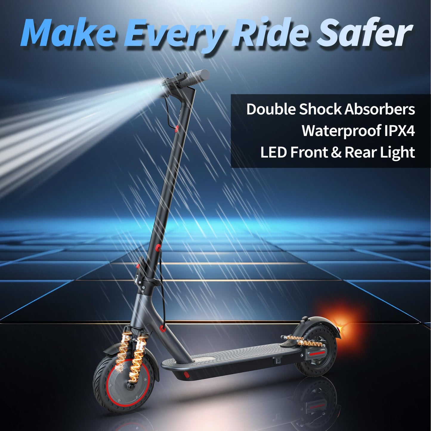 Jwiozok Electric Scooter for Adults & Teens - 350W Motor 19mph/15mi Range, 8.5" Solid Tires, Dual Brake/Dual Shock/Dual Suspension, Foldable Commuter Scooter for Urban Travel