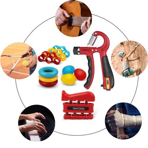 13 PCS Grip Strength Trainer Kit, Hand Gripper Strengthener, Forearm Strengthener, Finger Strengthener, Finger Exerciser, Stress Relief Ball, Forearm Workout Ring for Muscle Building and Injury Recover