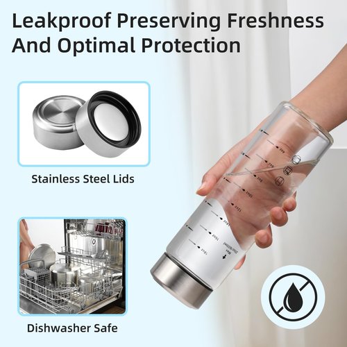 weasland Glass Juice Bottles 20oz - 4 Pack Wide Mouth Water Bottles with Lids for Juicing Reusable Juice Bottles for Smoothie Beverage Storage BPA Free Leakproof Borosilicate