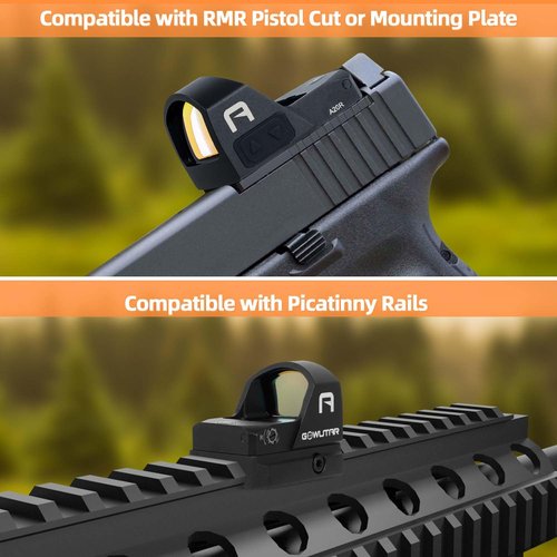 GOWUTAR A20 Shake Awake Red Dot Sight for RMR Pistol Cut 2 MOA 1x24mm Reflex Sight 7075 Aluminum Pistol Optic with Picatinny Rail Mount