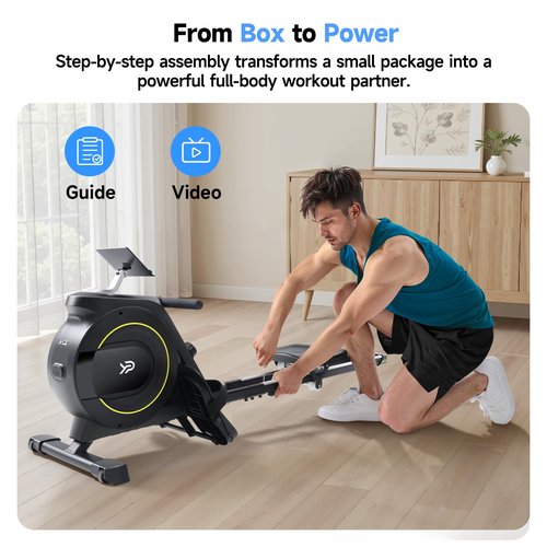 Rowing Machine for Home, 350 LB Capacity, 16-Level Silent Resistance, Magnetic Rowing Machines for Home Foldable, Full-Body Workout Compact Rowing Machine for Cardio & Strength with APP Support