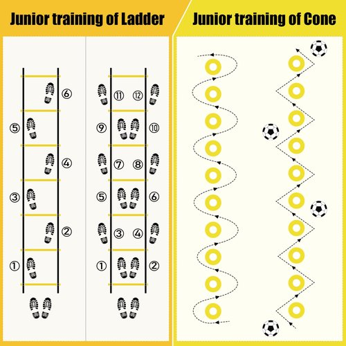 BORNEW Agility Speed Training Equipment Set - 20ft Speed Ladder, 12 Cones, 4 Adjustable Hurdles, Jump Rope, Parachute, Ideal for Basketball, Football, Soccer, for Kids, Youth, Adults