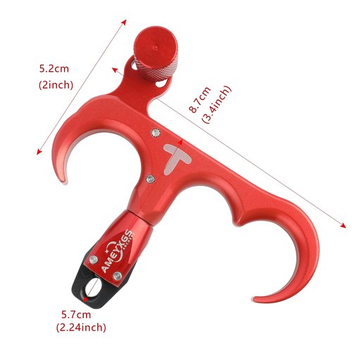 AMEYXGS Archery Bow Release for Compound Bows,Durable Aluminum 360° Rotate Caliper Thumb Release 3 Finger Release (Black)