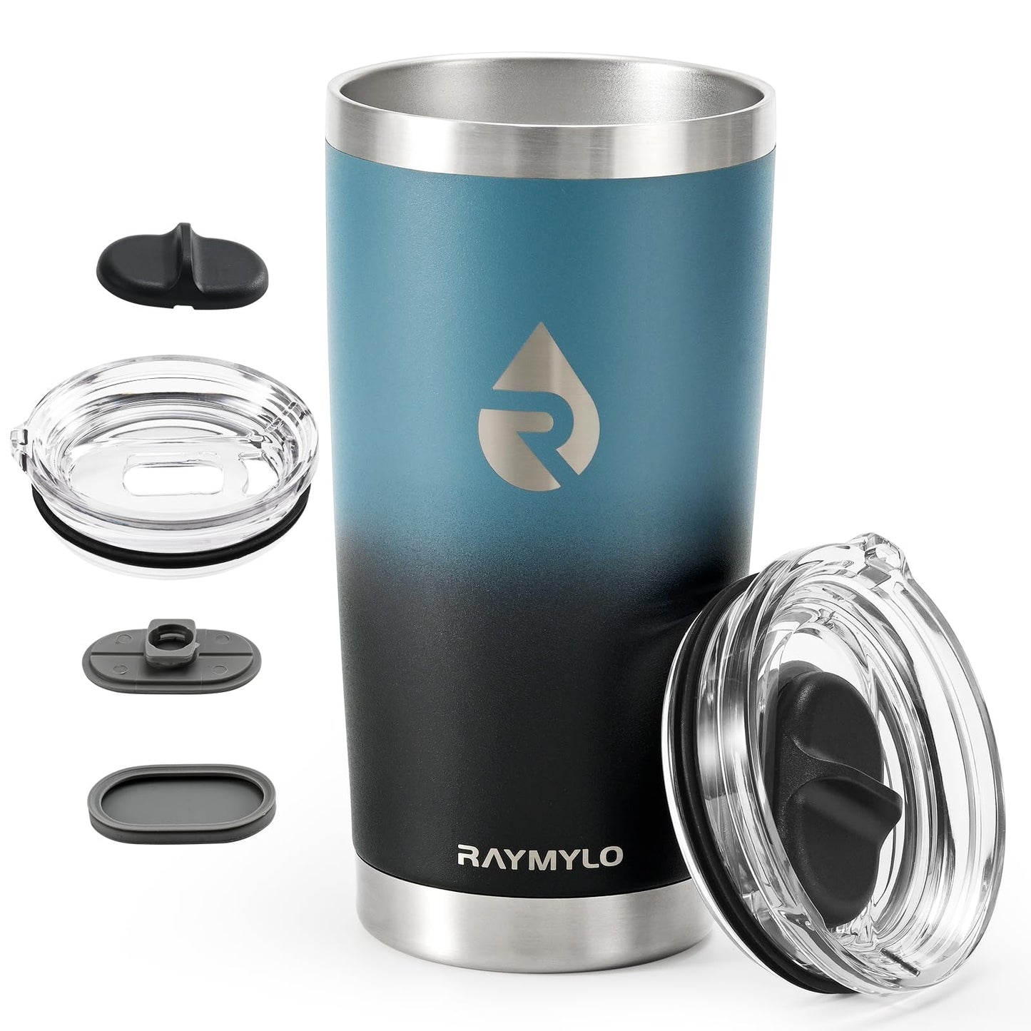 RAYMYLO Insulated Travel Coffee Tumbler 20oz, Detachable & Spill-Proof Slider Lid for Thorough Clean, Stainless Steel Reusable Coffee Mug with Lid Fits Most Car Cup Holder & BPA Free