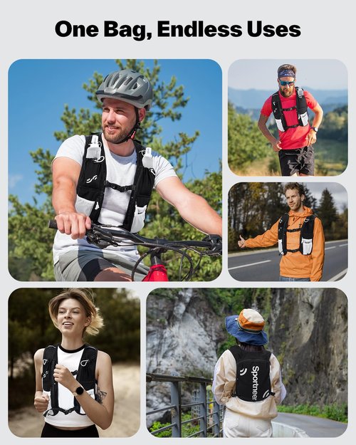 Sportneer Hydration Backpack: Running Vest with 1.5L Water Bladder & Reflective Strips - Lightweight Hydration Vest Backpack for Running Hiking Biking Cycling for Women Men