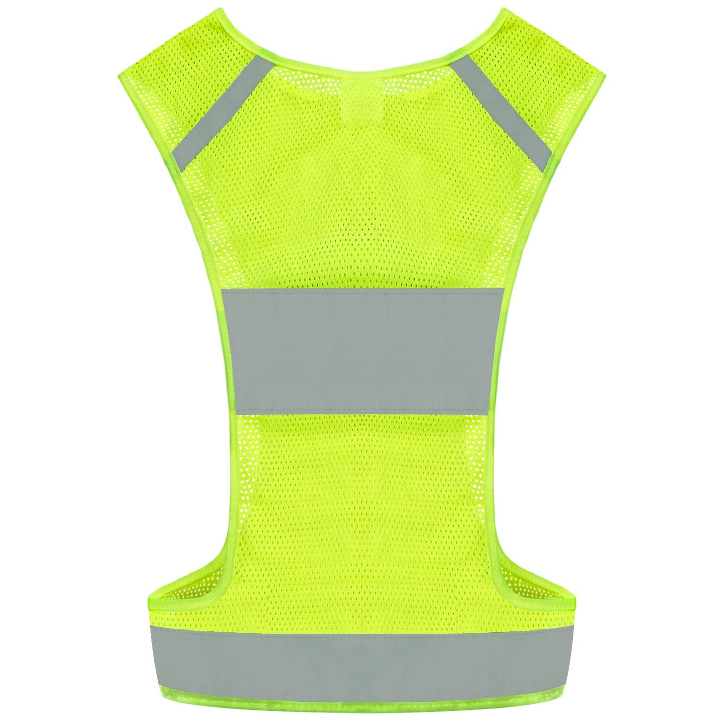IDOU Reflective Vest Safety Running Gear with Pocket, Ultralight &Adjustable Waist&360°High Visibility for Running,Jogging,Biking,Motorcycle,Walking,Women & Men/Neon Yellow/L