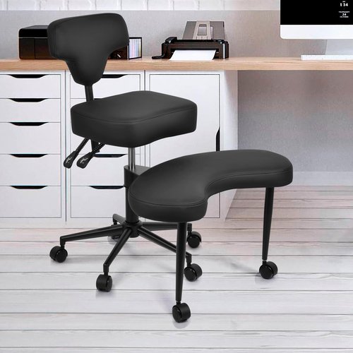 Meditation Chair Plus, Cross Legged Chair with Wheels, ADHD Chair, Criss Cross Desk Chair with Lumbar Support and Adjustable Stool, Flexible Design for Fidgety Sitters, Black