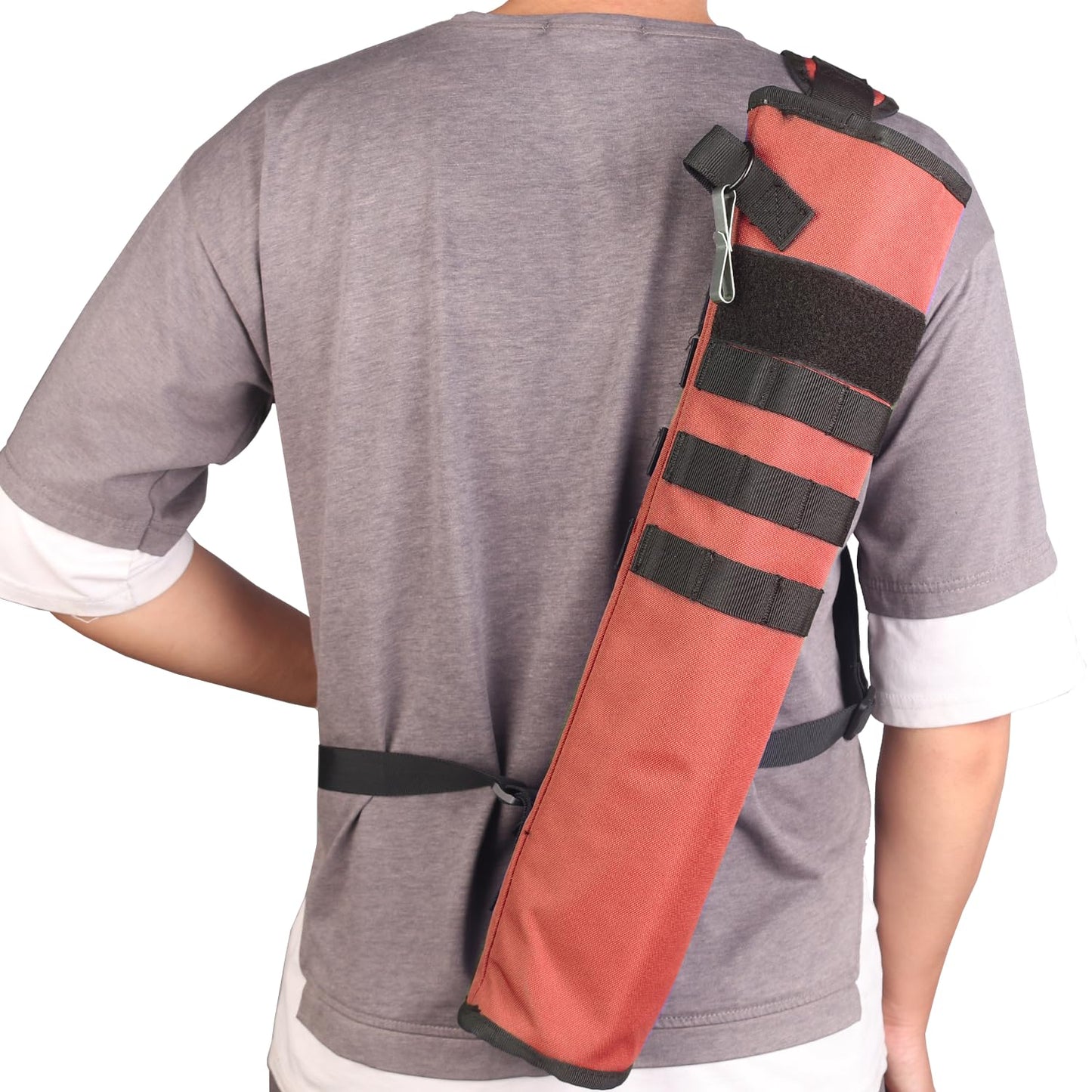 KRATARC Archery Lightweight Back Arrow Quiver Dual Use Foldable Compact Hip Arrows Bag with Molle System Hanged for Target Shooting (Orange, Hold 18~24 arrows