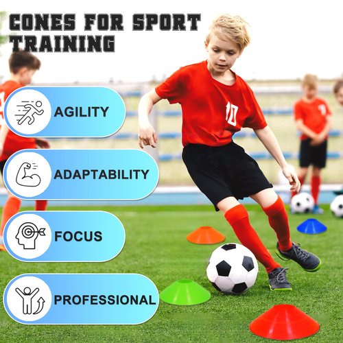 ANMERXG 6x4FT Kids Soccer Goals for Backyard, 6'x4' Portable Soccer Goal with Ball and Cones Soccer Net Set Training Equipment (6x4FT, Blue, 1 Set)