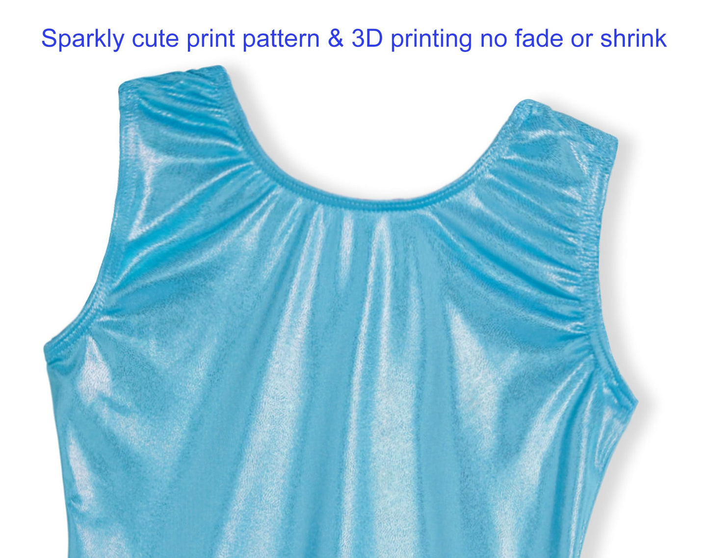 Domusgo Girls Gymnastics Leotards Size 9-10 Years Old One Piece Shiny Sleeveless Solid Blue Tumbling Outfits