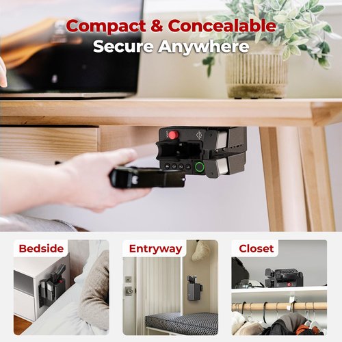 ONNAIS Biometric Pistol Gun Safe – Car and Bedside gun Safe for handgun with Fingerprint Trigger Lock for Quick Access, Fast Entry for Vehicle Console or Any Mountable Spot
