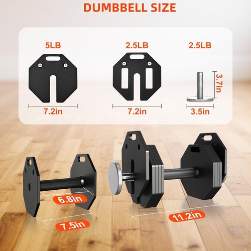 Adjustable Dumbbell Sets 80LBS Pairs Durable Steel Build, Free Weights Dumbbells Set with Anti-slip Handle, 5 LBS Increment, For Full Body Home Gym Workout 80LBSx2