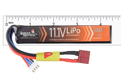 Lancer Tactical Airsoft LiPo Battery Charger Combo-Two Pack of 11.1v 1000mAh Stick Battery & Lipo Balance Charger w/LCD Screen (Safety Charging Bag Included) Dean/Tamiya (Dean)