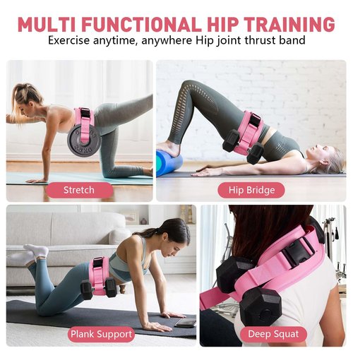 Exercise Hip Thrust Belt - Dumbbell Hip Thrust Belt - Premium Microfiber Leather Thickened & Widen, Comfortable for Dumbbells, Kettlebells or Plates, Slip Padding, Gym or Home Workouts (Pink)