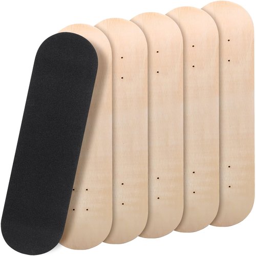 Meooeck 6 Pcs Blank Skateboard Decks for Art Painting 28 x 8 Inches, Wood Skateboard Replacement 7 Layer Maple Double Tail Plain Skate Board with Sandpaper for Home Decor