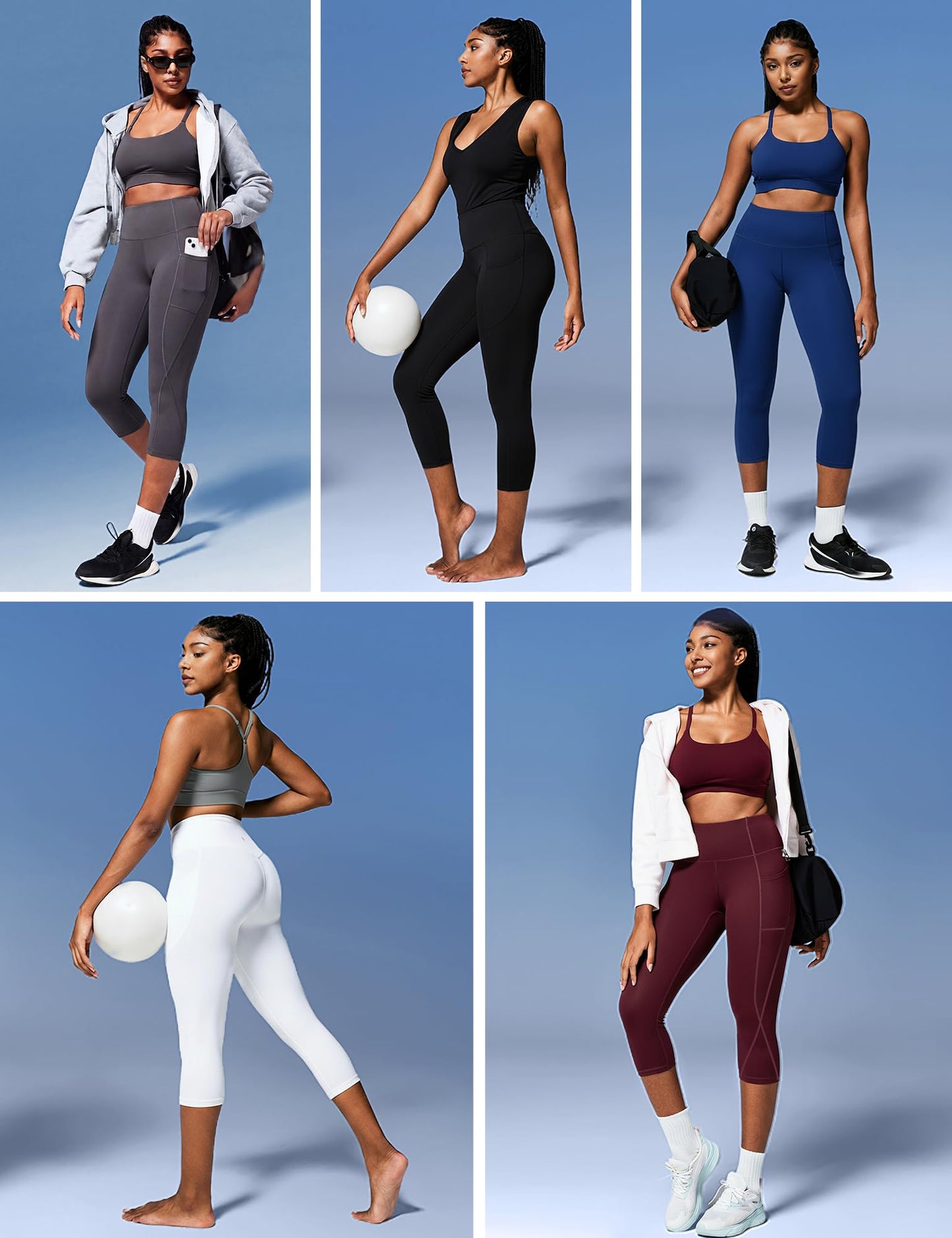 Heathyoga Capri Leggings for Women High Waisted Capri Leggings with Pockets for Women Tummy Control Yoga Pants Women
