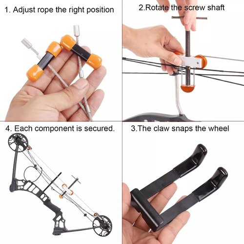 Bow Press for Compound Bows with 2 Quad Brackets, Portable Handheld Archery Compound Bows and Quad Limb L Brackets Replacement Tool for Bow Vise Hunting Archery Outdoor Shooting