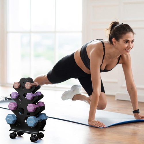 Chinpakden Dumbbell Rack Stand with Wheels - A-Frame Weight Rack(Dumbbells Not Included), Dumbbell Storage Rack Weight Holder Dumbbell Holder for Home Gym Space Saver.