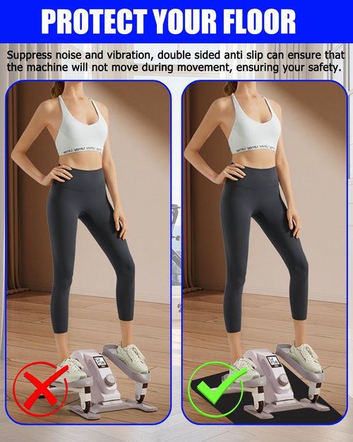 Double-Sided Non-Slip Elliptical Mat,Fitness Equipment mat Upgraded Workout Mat for Under Desk Elliptical