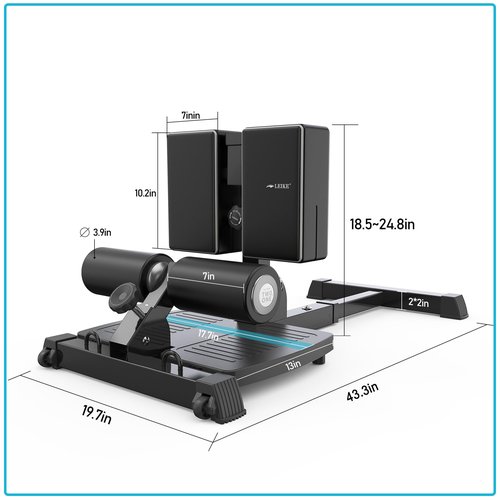 leikefitness Deluxe Multi-Function Deep Sissy Squat Bench Home Gym Workout Station Leg Exercise Machine (Black-8300)