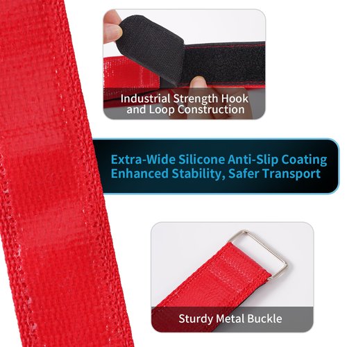 Bike Rack Straps with Extra-Wide Silicone Anti-Slip Coating,26''x1.5'' Trilancer Adjustable Bike Wheel Stabilizer Strap with Hook and Loop for Car and Wall Mount,for Transportation and Storage(2-Pack)