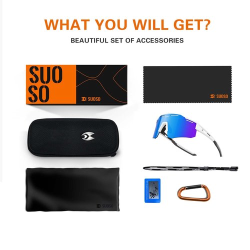 suoso Cycling Polarized Sunglasses for Men: UV400 Protection Goggles Running Baseball Softball Sports Glasses for Women Youth - Grey 1 Box