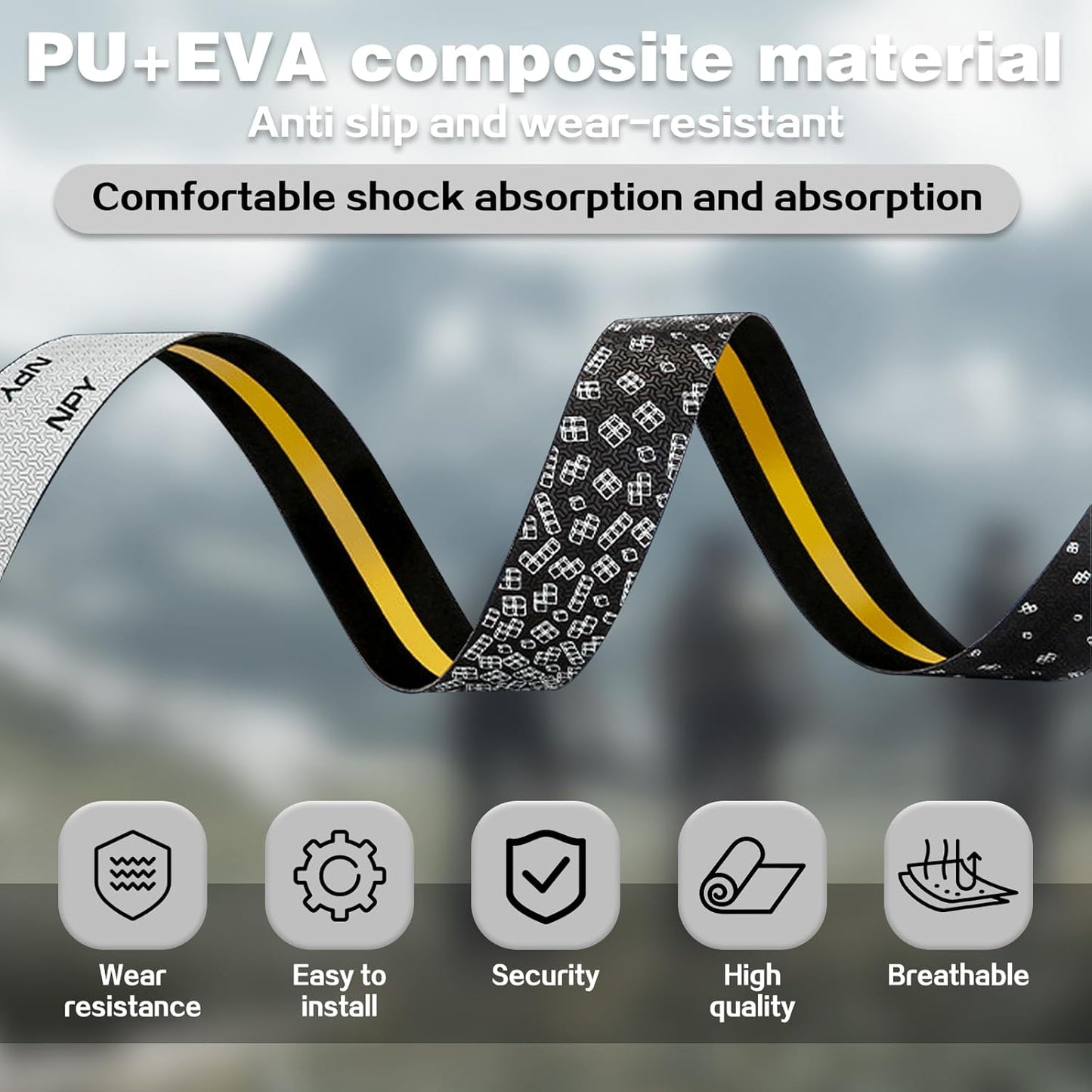 2pcs Bicycle Bar Tape, Bike Handlebar Tape, Road Bicycle Handlebar Tape, Cycling Grip Tape, with 4pcs Handlebar End Plugs, Soft Comfortable, Wear Resistant, Black
