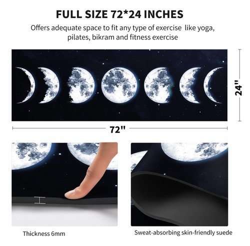 nuveti Yoga Mat Print Extra Thick TPE Non Slip Fitness Exercise Mat with Carrying Bag,72"x24" Extra Thick 6MM Exercise & Workout Mat for Yoga, Pilates Fitness and Floor Exercises
