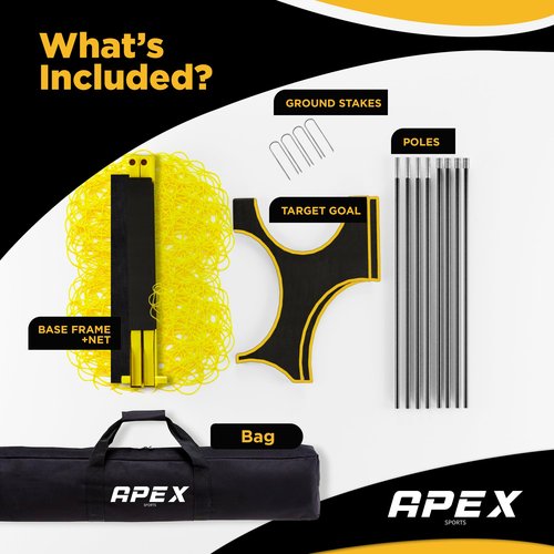 Apex Sports 12x6 FT Soccer Goal with Precision Target – Portable Soccer Net with Removable 10-Hole Target, Portable Design, Quick Setup, Ground Stakes & Collapsible Frame for Indoor/Outdoor Training