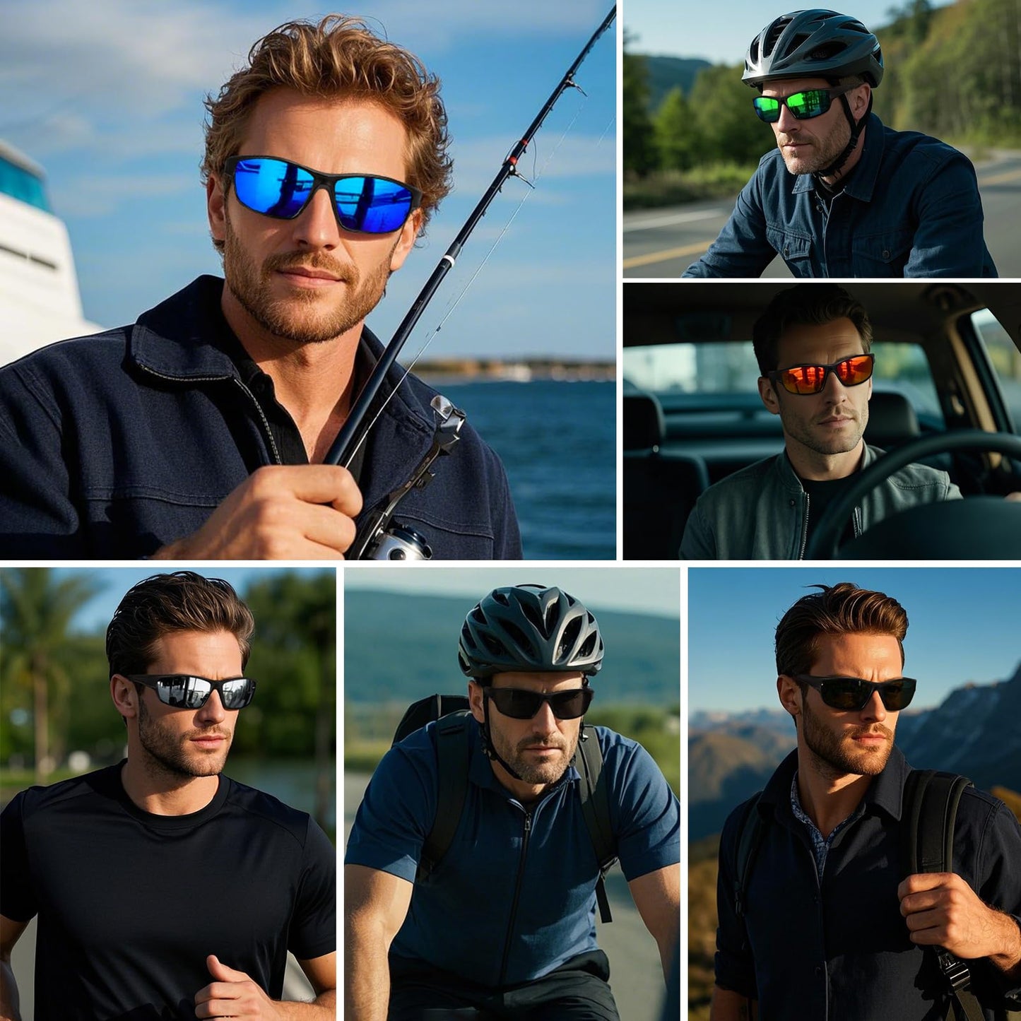 Ofwin Polarized Sports Sunglasses for Men Women Driving Cycling Fishing Wrap Around Sun Glasses UV400 Protection