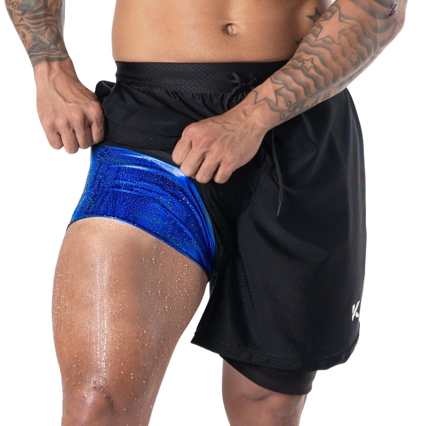 Kewlioo Men’s Sauna Shorts - Heat Trapping Compression Workout Shorts, 2-in-1 Double Layer Compression Shorts Men, Sweat Shorts Men for Gym Training, Exercise Black