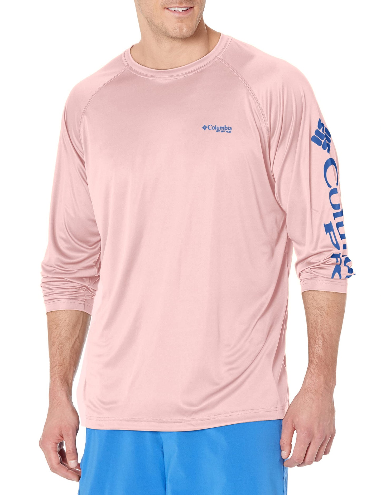 Columbia Men's Terminal Tackle Long Sleeve Big Shirt, Cherry Blossom/Vivid Blue, 3X