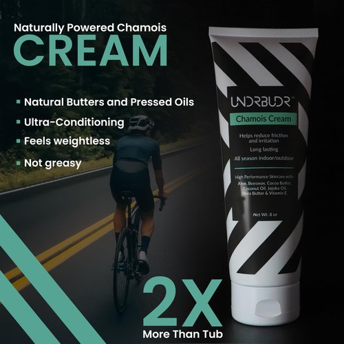 Chamois Cream Tube, Anti-Chafing Cream, Ultra Low Friction, Naturally Enriched